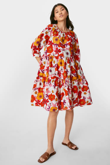 Mujer - Vestido de línea evasé  - de flores - multicolor