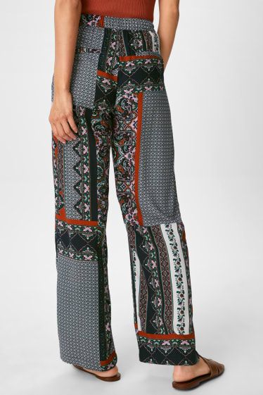 Women - Cloth trousers - palazzo - dark red
