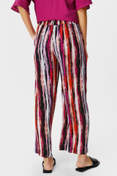 Women - Cloth trousers - palazzo - striped - multicoloured