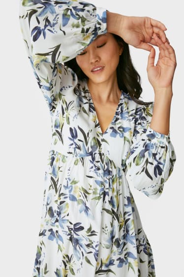 Women - Empire dress - floral - white
