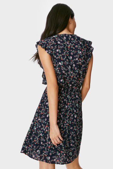 Femmes - Robe Fit & Flare - à fleurs - bleu foncé