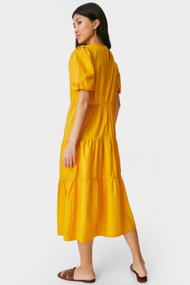 Damen - Fit & Flare Kleid - gelb