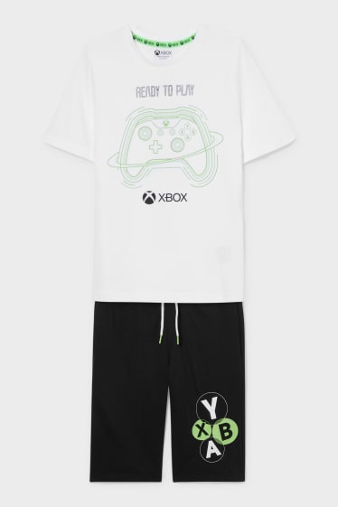 Kinder - Xbox - Set - Kurzarmshirt und Sweatshorts - 2 teilig - schwarz / weiss
