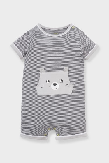 Bébés - Pyjama pour bébé - rayé - gris
