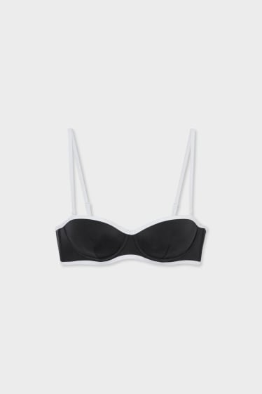 Femei - Top bikini cu armătură - bustieră - vătuit - negru