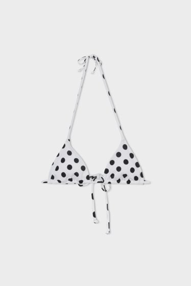 Women - Padded Triangle Bikini Top - polka dot - white