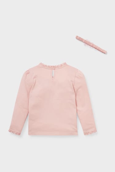 Kinderen - Set - longsleeve en haarbandje - 2-delig - glanseffect - roze