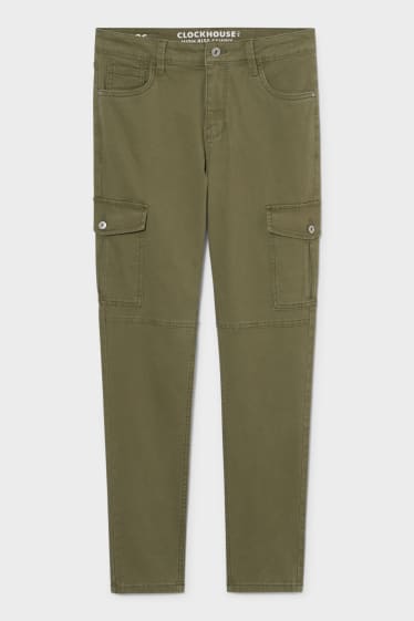 Adolescenți și tineri - CLOCKHOUSE - pantaloni cargo - skinny fit - kaki