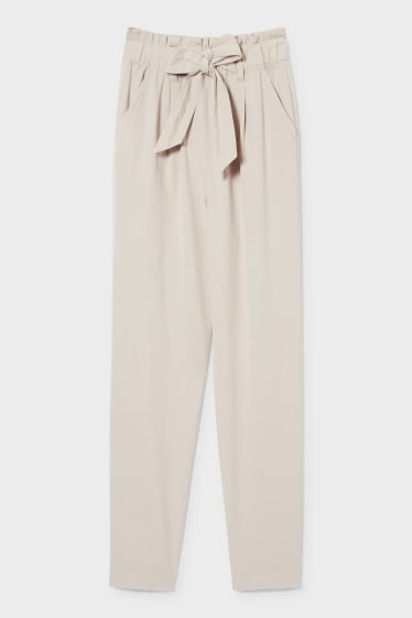 Femmes - CLOCKHOUSE - pantalon paperbag - relaxed fit - beige