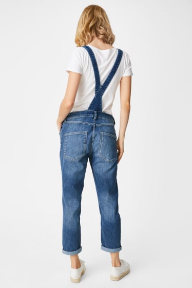 Dámské - Džínové kalhoty s laclem - džíny - modré