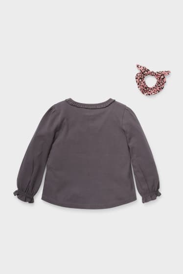 Children - Set - long sleeve T-shirt and scrunchie - 2 piece - dark gray