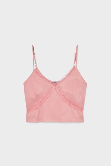 Damen - Top mit Spitze - rosa