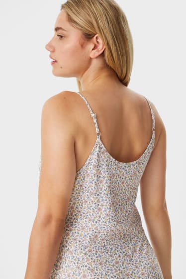 Women - Top with lace - floral - coral
