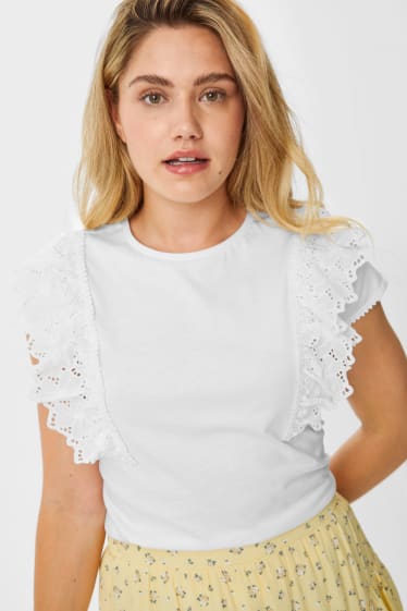 Teens & Twens - T-Shirt mit Rüschen - weiß