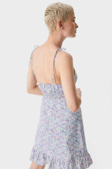 Dospívající a mladí - CLOCKHOUSE - šaty - s květinovým vzorem - světle fialová