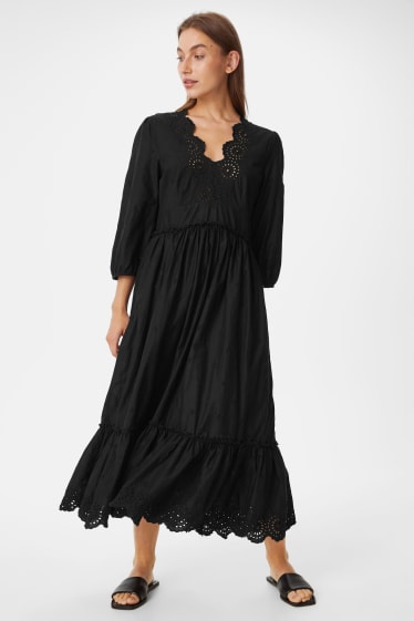 Mujer - Vestido fit & flare - bordado - negro