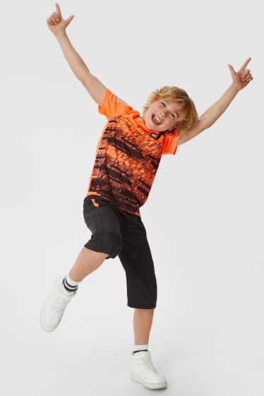 Children - Set - short sleeve T-shirt and bermudas - 2 piece - orange / black