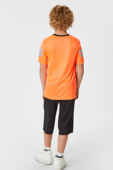 Enfants - Ensemble - haut à manches courtes et bermuda - 2 pièces - orange / noir