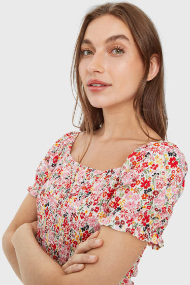 Dámské - Tričko - s květinovým vzorem - barevná