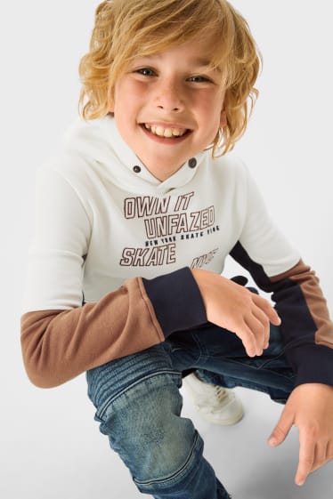 Kinderen - Sweatshirt met capuchon - donkerblauw / wit