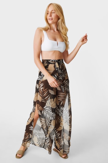 Women - Chiffon trousers - palazzo - black