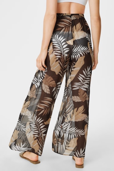 Women - Chiffon trousers - palazzo - black