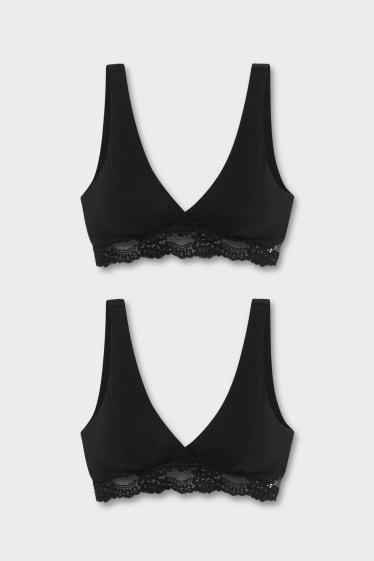 Donna - Confezione da 2 - reggiseno per allattamento - imbottito - nero