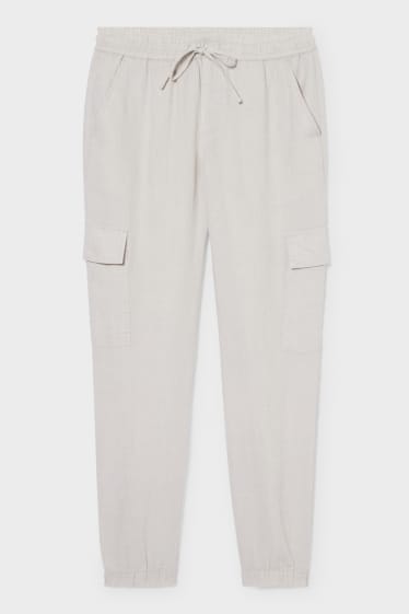 Donna - Pantaloni di lino - cargo fit - beige