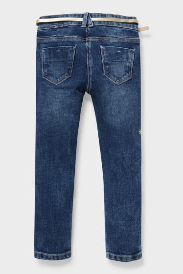 Enfants - Skinny Jean avec ceinture - jean bleu foncé