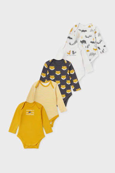Babies - Multipack of 5 - baby bodysuit - white / yellow