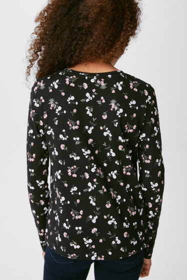 Dětské - Multipack 2 ks - tričko s dlouhým rukávem - černá/růžová