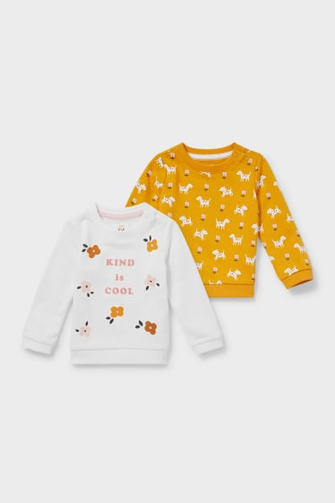 Bébés - Lot de 2 - sweat-shirt pour bébé - blanc / jaune