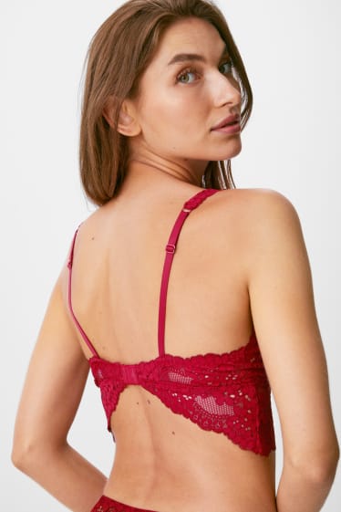 Dames - Bralette - gewatteerd - donkerrood