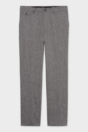 Hombre - Pantalón de traje - mezcla de lino - regular fit - gris jaspeado