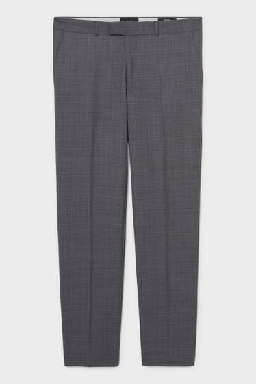 Pánské - Oblekové kalhoty - regular fit - italské příze - kostkované - tmavošedá