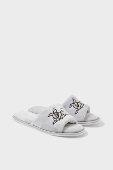 Women - Faux fur slippers - Disney - light gray