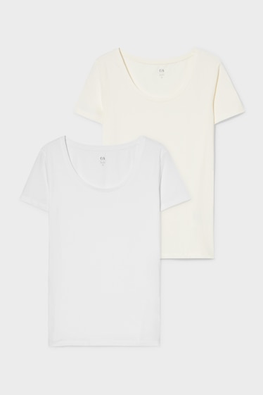 Women - Multipack of 2 - basic T-shirt - white / creme