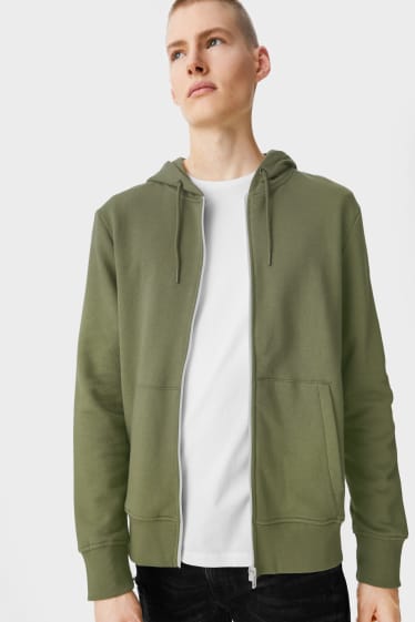 Pánské - Tepláková bunda s kapucí - zelená