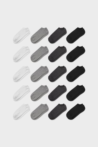 Heren - Set van 20 - sneakersokken - zwart / wit