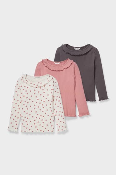 Bambini - Confezione da 3 - maglia a maniche lunghe - marrone / rosa