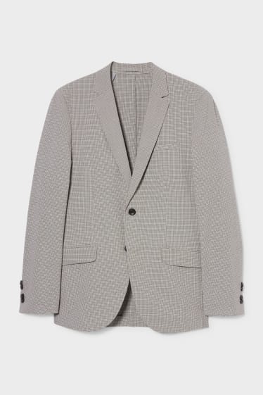 Men - Tailored jacket - slim fit - stretch - check - gray-brown