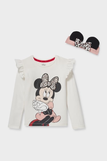 Niños - Minnie Mouse - set - camiseta de manga larga y cinta para el pelo - 2 piezas - blanco roto