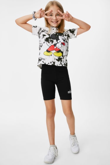 Children - Mickey Mouse - set - short sleeve T-shirt, cycling shorts and scrunchie - white