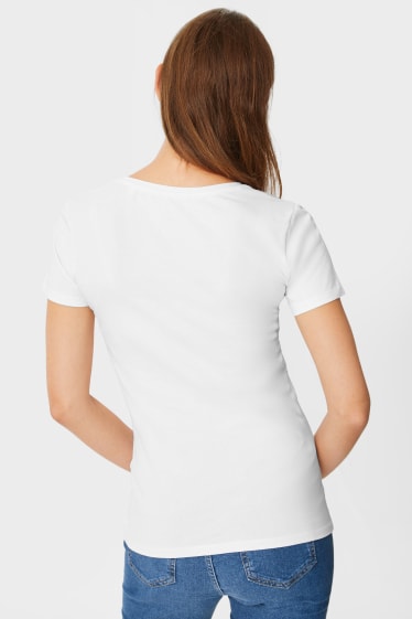 Women - Multipack of 2 - basic T-shirt - white / beige