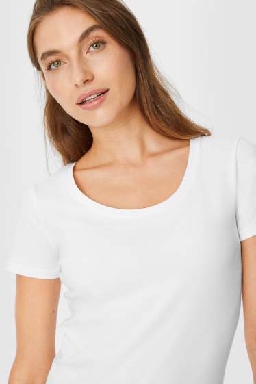 Women - Multipack of 2 - basic T-shirt - white / creme