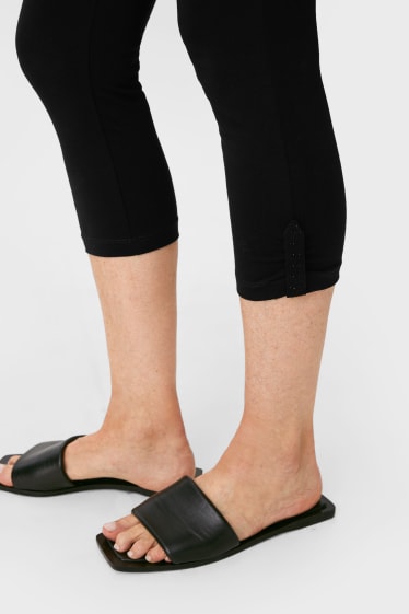 Dames - Capri legging - glanseffect - zwart
