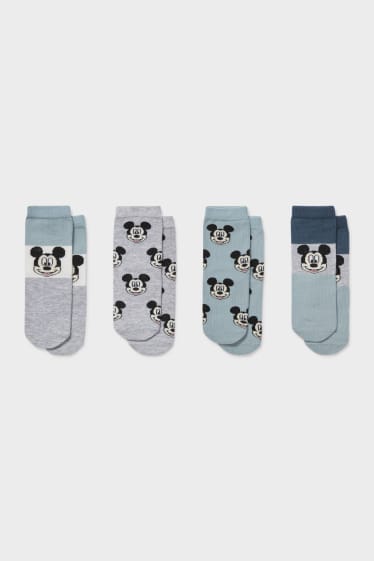 Baby's - Set van 4 - Mickey Mouse - sokken - groen / grijs