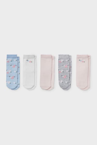 Bébés - Lot de 5 - chaussettes pour bébé - blanc / rose