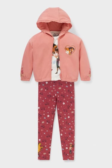 Children - Spirit - set - zip-through sweatshirt, long sleeve T-shirt and leggings - salmon