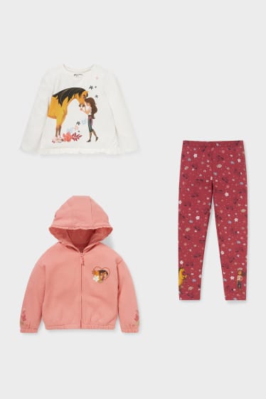 Children - Spirit - set - zip-through sweatshirt, long sleeve T-shirt and leggings - salmon